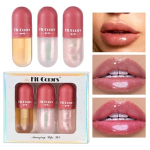 Alisesun 3 Farben Perlmutt Lippenöl feuchtigkeitsspendend getönte Pflaume Lippenglanz transparent - Bild 1 von 7