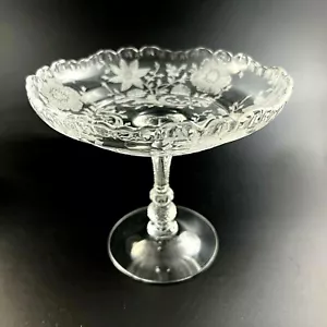 Vintage Cambridge Elegant Glass No. 3500 Gadroon WILDFLOWER Etch 5" Compote - Picture 1 of 11