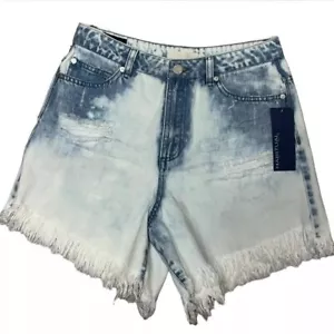 Habitual Girl's Size 16 Navy Blue Cotton Shorts Distressed Jean shorts Den - Picture 1 of 7