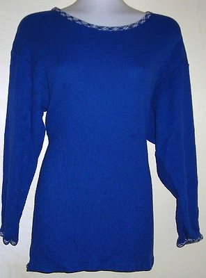 HANES - СИНИЙ ДЛИННЫМ РУКАВОМ ТЕПЛОВОЙ ПУЛОВЕР ВЕРХ - МАЛЕНЬКИЙ - Изображение 1 из 2