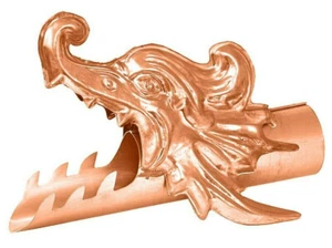Drachenkopf Wasserspeier Kupfer d = 100mm Dachrinne Regenrinne Art.Nr.DKK 100 - Picture 1 of 1