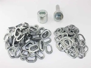 Zestaw owalnych oczek Stempel wbijany 42 x 22 mm + 100 owalnych oczek Cynk Stempel oczkowy Ciężarówka - Zdjęcie 1 z 2