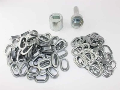 Oval Ösen Set Einschlagstempel 42 x 22 mm + 100 Ovalösen Zink Ösenstempel LKW - Bild 1 von 2