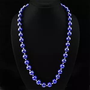 TRUELY WORLD CLASS 504.18 CTS NATURAL BLUE LAPIS LAZULI ROUND BEADS NECKLACE - Picture 1 of 3