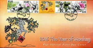 Fiji 2016 FDC Year of Monkey 4v Cover Monkeys Chinese Lunar New Year Stamps - Picture 1 of 1