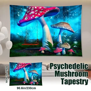 Hippie Psychedelic Mushroom Tapestry Wall Hanging Trippy Blanket Home Room Decor - Picture 1 of 9
