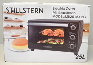 Stillstern Minibackofen mit Umluft 25L Drehspieß, Backblech, 1500W Edelstahl Neu - Bild 1 von 4