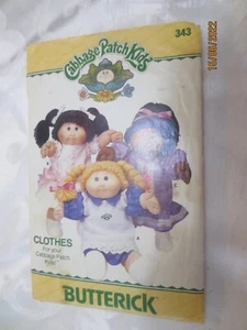 Vintage UC Butterick #343 Cabbage Patch Kid Girl Clothes Dress Sewing Pattern - Picture 1 of 2