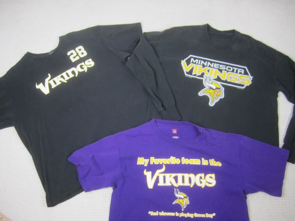 Camisa Minnesota Vikings Adulto XL y Gran Lote de 3 NFL Fútbol Cuello Redondo Para Hombres Foto 1 de 4