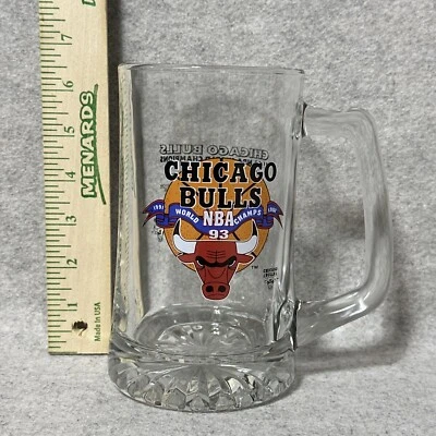 Chicago Bulls Glass Beer Mug Vintage 1993 NBA World Champions Collector Nice - Image 1 of 4