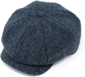 Hanna Hats Men's Donegal Wool Tweed JP Irish Flat Newsboy Cap Made in Ireland - Picture 1 of 7