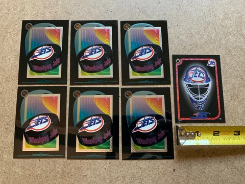 1994 WINNIPEG JETS NHL HELMET & PUCK HOLOCHROME VENDING FOIL STICKER LOT OF 14 Cover