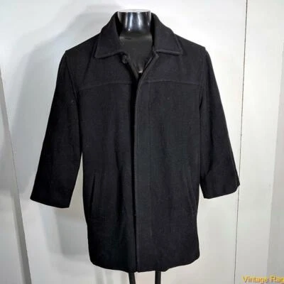 PERRY ELLIS Wool JACKET Car Coat Mens Size L short Black - Image 1 of 4