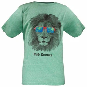 CUB SCOUTS LION SUNGLASSES YOUTH MEDIUM 10-12 T-SHIRT GREEN BOYS AND GIRLS NEW - Picture 1 of 12