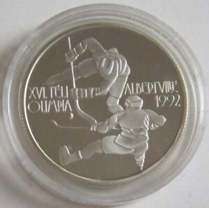 Ungarn 500 Forint 1989 Olympia Albertville Eishockey Silber PP
