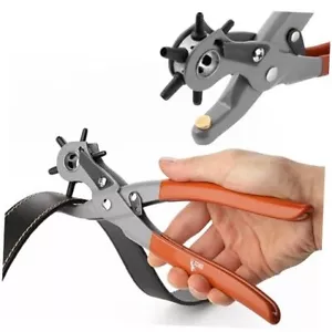 - Leather Hole Punch Tool, Multi Hole Sizes, Belt Hole Puncher, Leather Brown - Picture 1 of 8