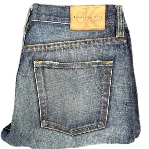 Pantalones de mezclilla para hombre Calvin Klein azules pierna recta calce regular talla 28 cremallera mosca - Imagen 1 de 16