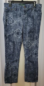 RALPH LAUREN ART OF WEAR WESTERN AZTEC BLUE JEANS DENIM WOMENS SIZE 8 - Picture 1 of 10