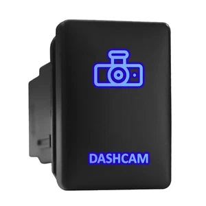 DASHCAM Blue LED Backlit Switch Short Push Button 1.28"x 0.87" (Fit: Toyota) - Picture 1 of 6