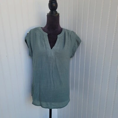 Perseption Concept Shirt Women's Olive Green Short Sleeve Pull Over Tee Sz S - Image 1 of 4