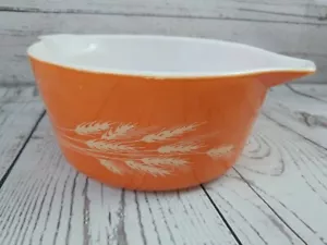 Vintage Pyrex Orange Herbst Ernte Weizen #474-B, 1,5 L Rührschüssel - WOW! - Bild 1 von 12