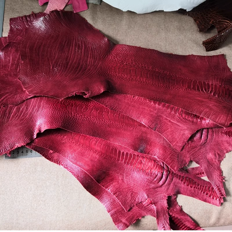 Correa de reloj de cuero de piel real con patas de avestruz 100 % genuinas color rojo Foto 1 de 4