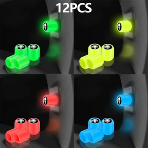 12PCS Universal Fluorescent Car Tire Valve Cap Luminous Bike Tire Valve Stem Cap - Picture 1 of 17