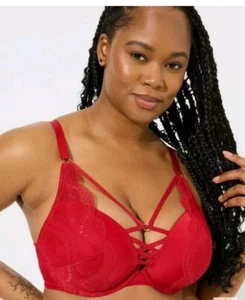 Torrid Curve XO Plunge Push Up Bra Underwire Size 44DD Plus Size RED NWT - Picture 1 of 3