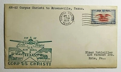 1939 FDC First Flight AM 42 United States Airmail Service 6c Bi-Color Eagle #C23 - Image 1 of 2