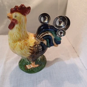 Keramik Hahn/Huhn Messlöffel Halter & 4 Edelstahl Löffel - Bild 1 von 8