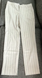 Banana Republic Ryan Pin Stripe Straight Leg Trousers Cream & Navy Size 2 EUC - Picture 1 of 4