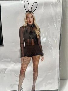 Women’s Black Bunny Suit Small (4-6) Women’s Black Halloween Costume - Picture 1 of 14