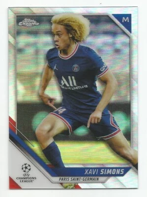 2021-22 Topps Chrome UEFA Champions League XAVI SIMONS Refractor #182 PSG - Image 1 of 2