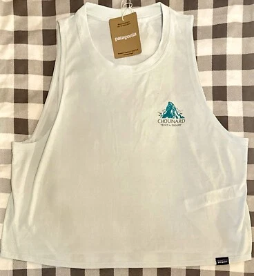 Nuevo con etiquetas Camiseta sin mangas Patagonia Capilene Cool Trail Recortada Chouinard Wispy Verde Mujer’s Med Foto 1 de 4