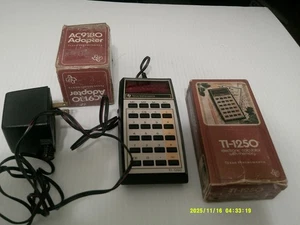 Vintage Texas Instruments CAlculator TI-1250 with Power Adapter AC-9180 W/BOXES - Picture 1 of 1