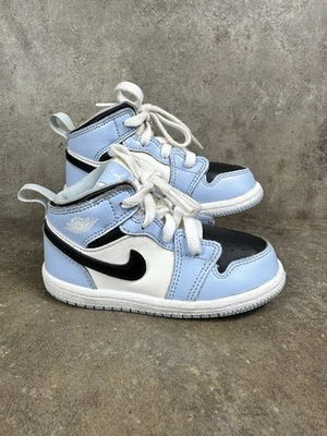 Nike Air Jordan 1 Mid Zapatos Atléticos Azul Hielo Talla 8C Tenis para Niños Pequeños Foto 1 de 4