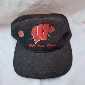 Gorra de Colección Wisconsin Badgers 1999 Rose Bowl Bordada Snapback Negra Roja - Imagen 1 de 3