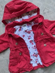 Little Me Red Floral Button Up Toddler Girls Jacket Size 18mo - Picture 1 of 11