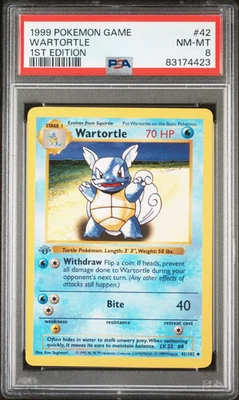 GRAY GREY STAMP Wartortle 42/102 1st Edition Pokemon Base Set PSA 8 NM/Mint - Image 1 of 3