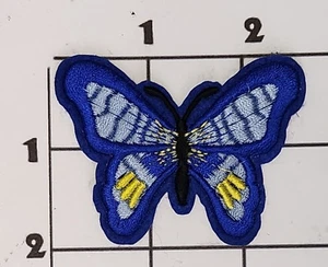Blue Butterfly Patch Flying Insect Embroidered Iron On Applique Costume - Picture 1 of 1