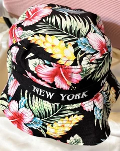 T&T Fischerhut Damen 100% Baumwolle Hawaii Blumen Riemen New York - Bild 1 von 7