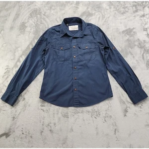 Jachs Comfort Shirt Mens Size S Blue Button Up Long Roll Tab Sleeves Pockets - Picture 1 of 11