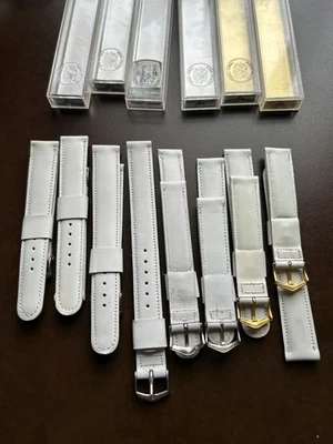 Lote de 8 correas de reloj vintage de cuero blanco JB Champion 11/16" y 5/8 sin usar Foto 1 de 4