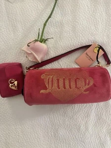 Authentic juicy couture hand bag mini y2k vintage archive suede logo women's - Picture 1 of 24