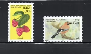 S3089 Andorra (Fr.) 2001 himbeeren & vögel 2v. MNH - Bild 1 von 1