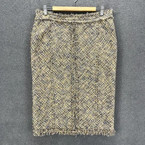 Louis Vuitton Bleistiftrock Damen 44 hellbraun blau Fransen Tweed Struktur - Bild 1 von 16