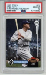 2020 TOPPS THROWBACK THURSDAY #206 BABE RUTH CARD NEW YORK YANKEES PSA 10 RARE - Picture 1 of 2