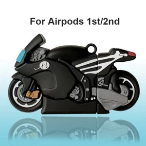 For Airpods 1st 2nd Cute Moto Motorcycle Cartoon 3D Silicone Earphone Cover Case - Picture 1 of 11