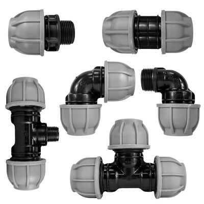 COST WISE 50mm (2") MDPE Water Pipe Compression Fittings – Tee, Elbow or Straight Joiner
