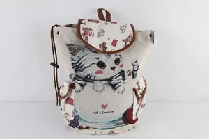 Deadstock Vintage Y2K Streetwear All Over Print Cat Kitten Top Loader Rucksack Tasche - Bild 1 von 8